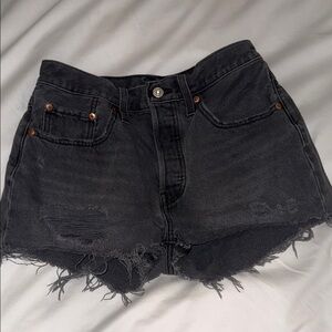 Levi's Black Distressed Cutoff Denim Shorts
